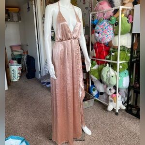 Shein Pink satin maxi dress size XS